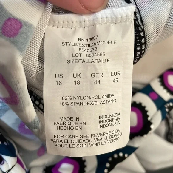 Swim Solutions Printed Hip Minimizer One-Piece Swimsuit‎ Purple 16 - Picture 11 of 11